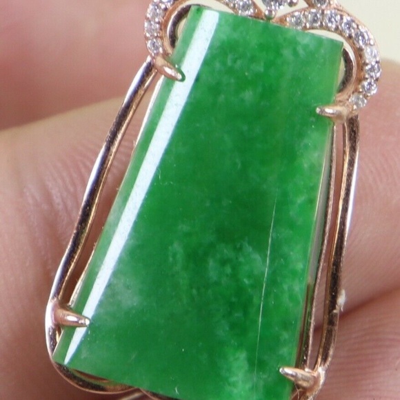 Certified Green 100% Natural A JADE jadeite 925 Silver Pendant - Picture 4 of 7